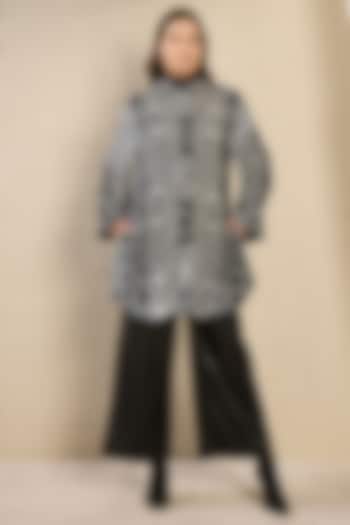 Grey Silk Velvet Python Printed Jacket by First Resort by Ramola Bachchan at Pernia's Pop Up Shop