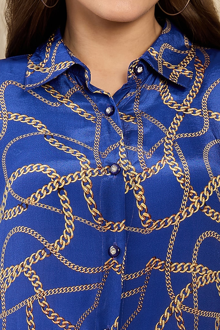 Cobalt Blue Viscose Crepe Printed Co-Ord Set by First Resort by Ramola Bachchan at Pernia's Pop Up Shop