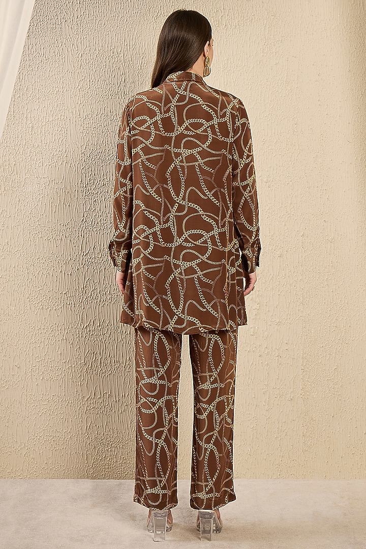 Brown Viscose Crepe Printed Co-Ord Set by First Resort by Ramola Bachchan at Pernia's Pop Up Shop