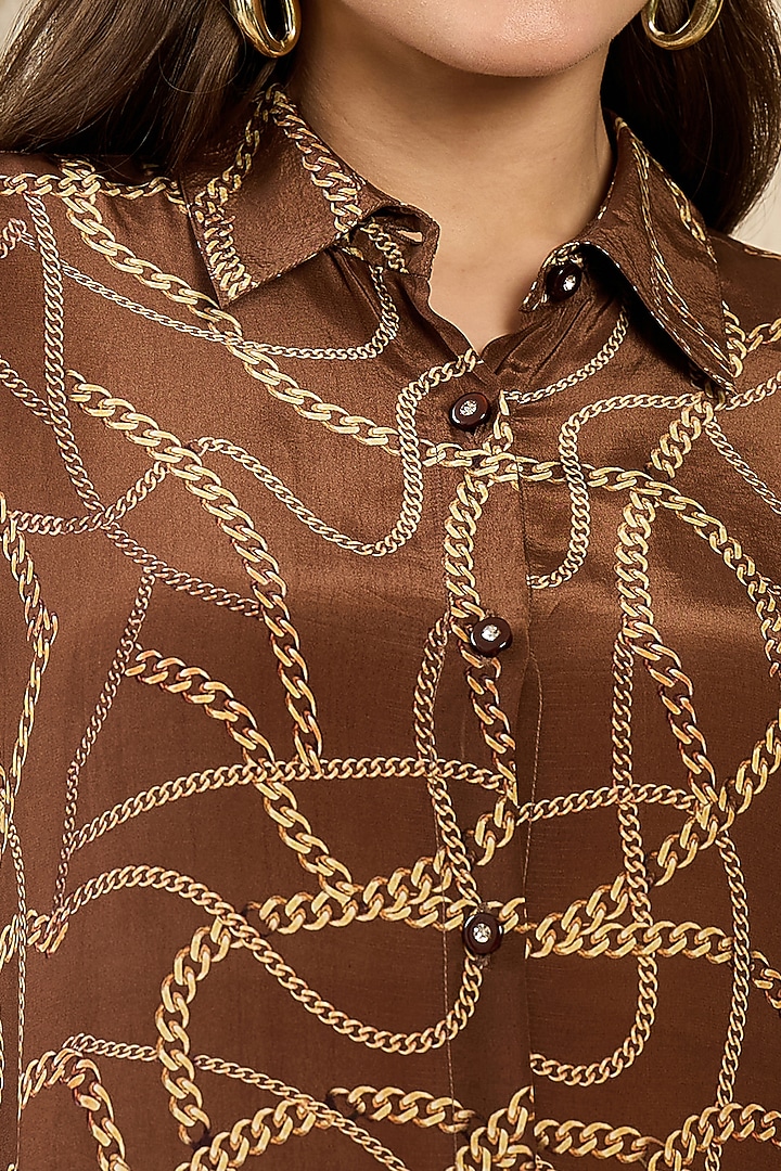 Brown Viscose Crepe Printed Co-Ord Set by First Resort by Ramola Bachchan at Pernia's Pop Up Shop