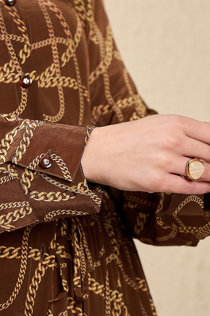 Brown Viscose Crepe Printed Co-Ord Set by First Resort by Ramola Bachchan at Pernia's Pop Up Shop