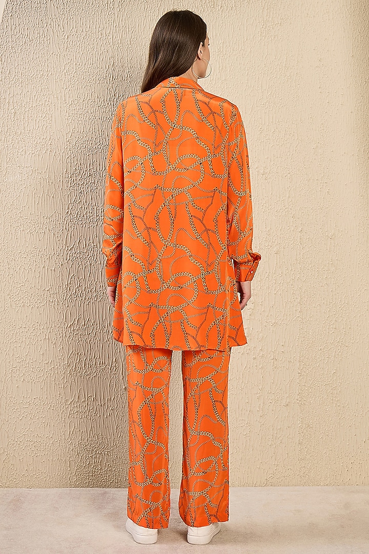 Orange Viscose Crepe Printed Co-Ord Set by First Resort by Ramola Bachchan at Pernia's Pop Up Shop