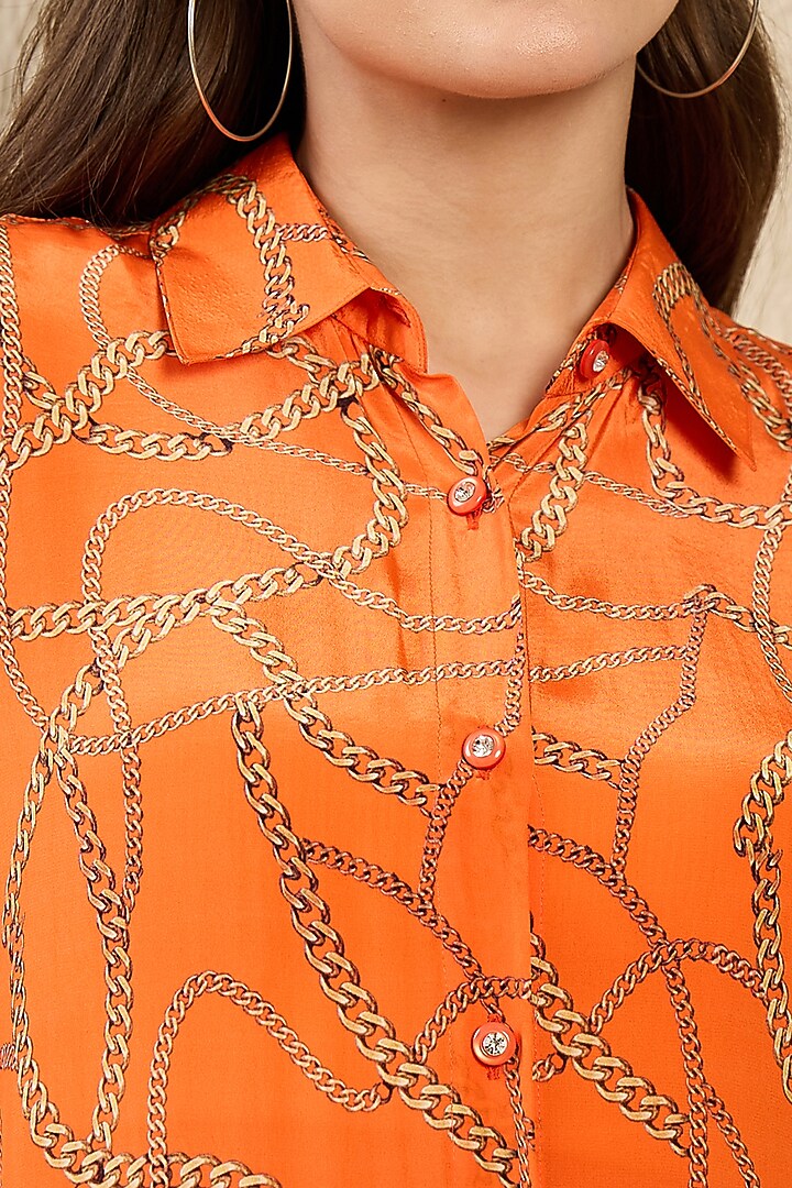 Orange Viscose Crepe Printed Co-Ord Set by First Resort by Ramola Bachchan at Pernia's Pop Up Shop