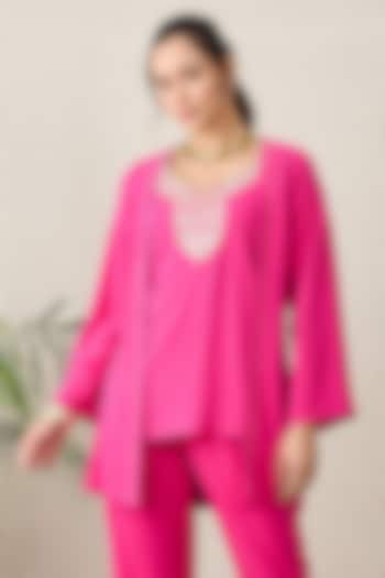 Pink Polyester Crepe Hand Embroidered Top by First Resort by Ramola Bachchan at Pernia's Pop Up Shop