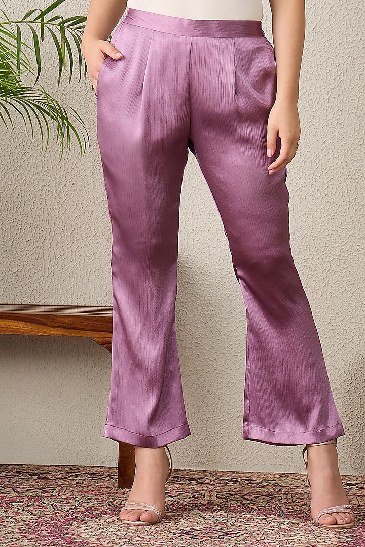 Purple Crinkled Satin Hand Embroidered Co-Ord Set by First Resort by Ramola Bachchan at Pernia's Pop Up Shop