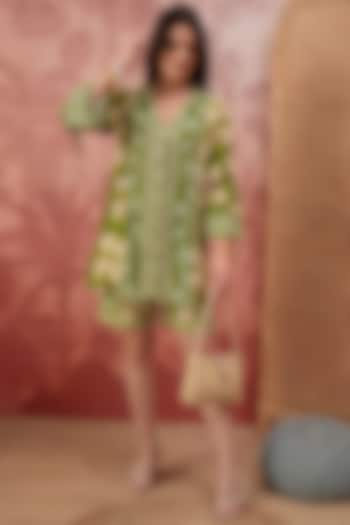 Olive Green Viscose Crepe Printed Co-Ord Set by First Resort by Ramola Bachchan at Pernia's Pop Up Shop