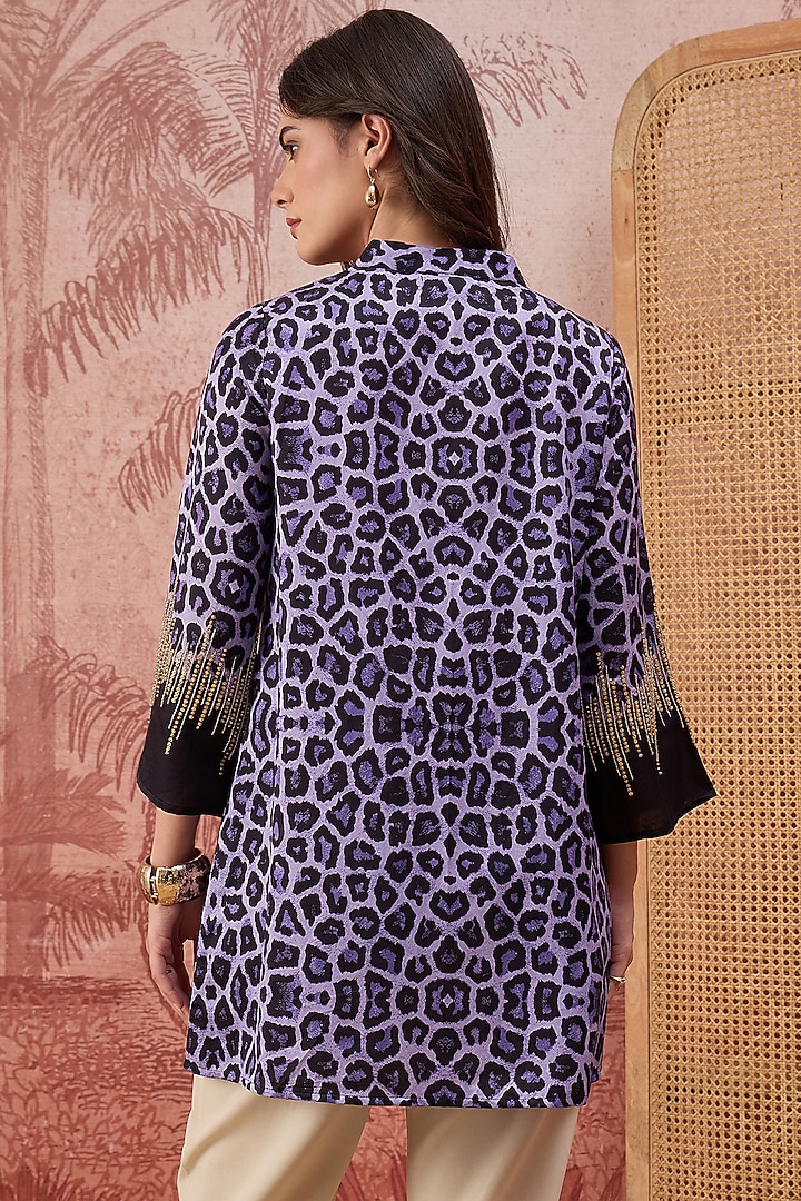 Purple Cotton Silk Printed Tunic by First Resort by Ramola Bachchan at Pernia's Pop Up Shop