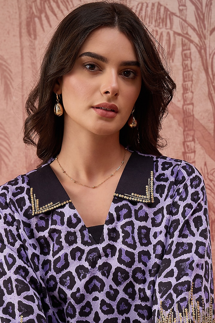 Purple Cotton Silk Printed Tunic by First Resort by Ramola Bachchan at Pernia's Pop Up Shop