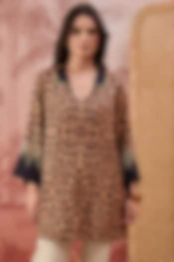 Brown Cotton Silk Printed Tunic by First Resort by Ramola Bachchan at Pernia's Pop Up Shop