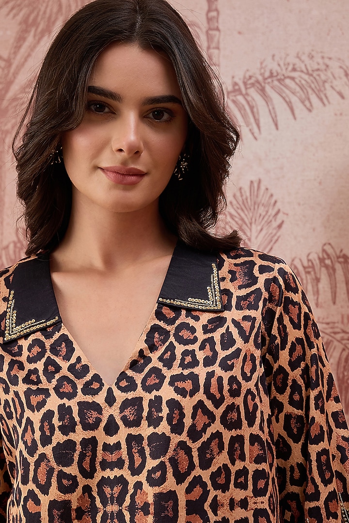 Brown Cotton Silk Printed Tunic by First Resort by Ramola Bachchan at Pernia's Pop Up Shop