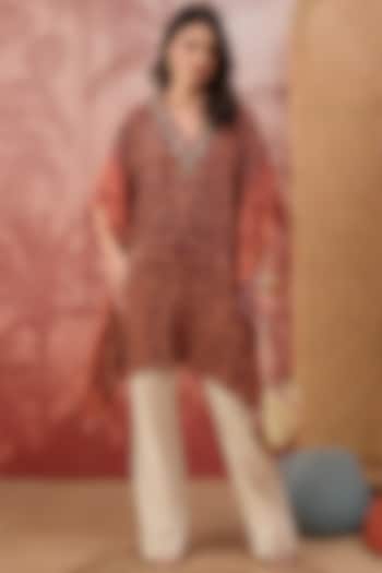 Orange Viscose Crepe Leopard Printed Tunic by First Resort by Ramola Bachchan at Pernia's Pop Up Shop