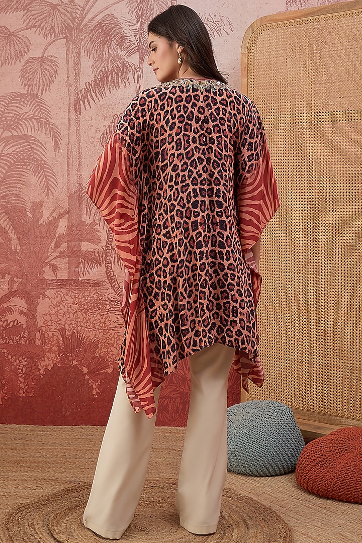 Orange Viscose Crepe Leopard Printed Tunic by First Resort by Ramola Bachchan at Pernia's Pop Up Shop
