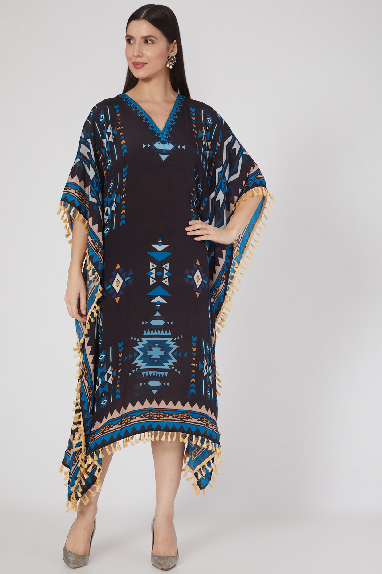 Black & Blue Printed Kaftan by First Resort by Ramola Bachchan at Pernia's Pop Up Shop