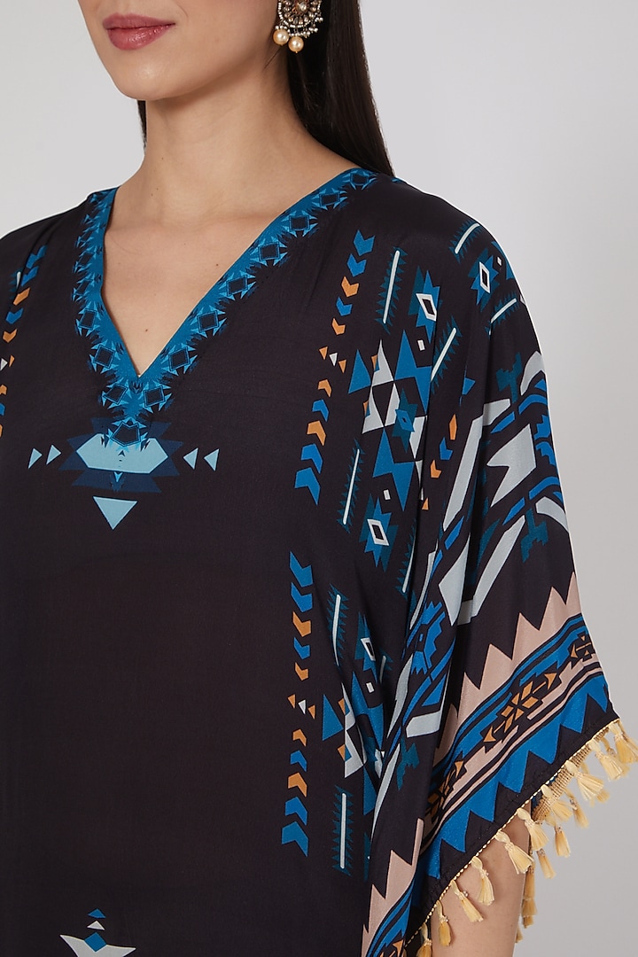 Black & Blue Printed Kaftan by First Resort by Ramola Bachchan at Pernia's Pop Up Shop