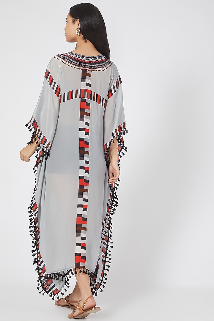 Grey Printed Kaftan by First Resort by Ramola Bachchan at Pernia's Pop Up Shop