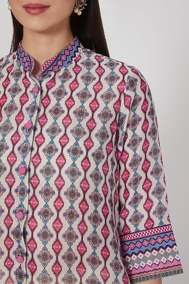 Multi Colored Asymmetrical Shirt Kurta by First Resort by Ramola Bachchan at Pernia's Pop Up Shop