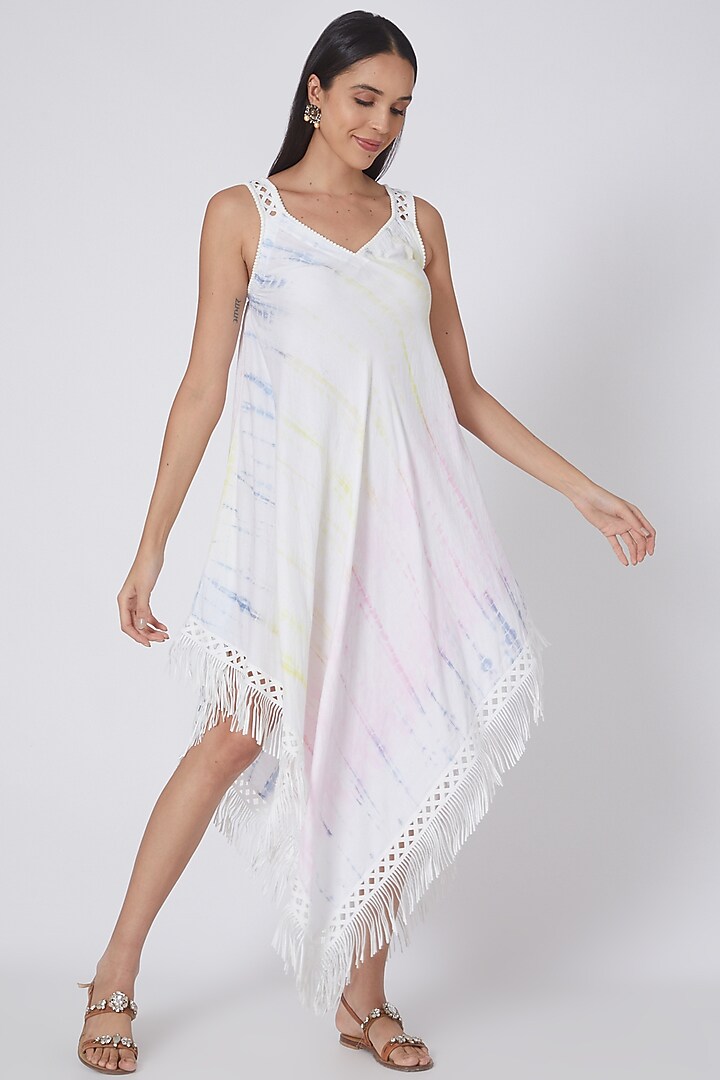 White Printed Handkerchief Summer Dress by First Resort by Ramola Bachchan at Pernia's Pop Up Shop