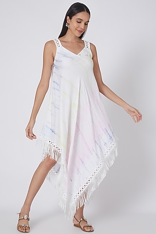 White Printed Handkerchief Dress by First Resort by Ramola Bachchan