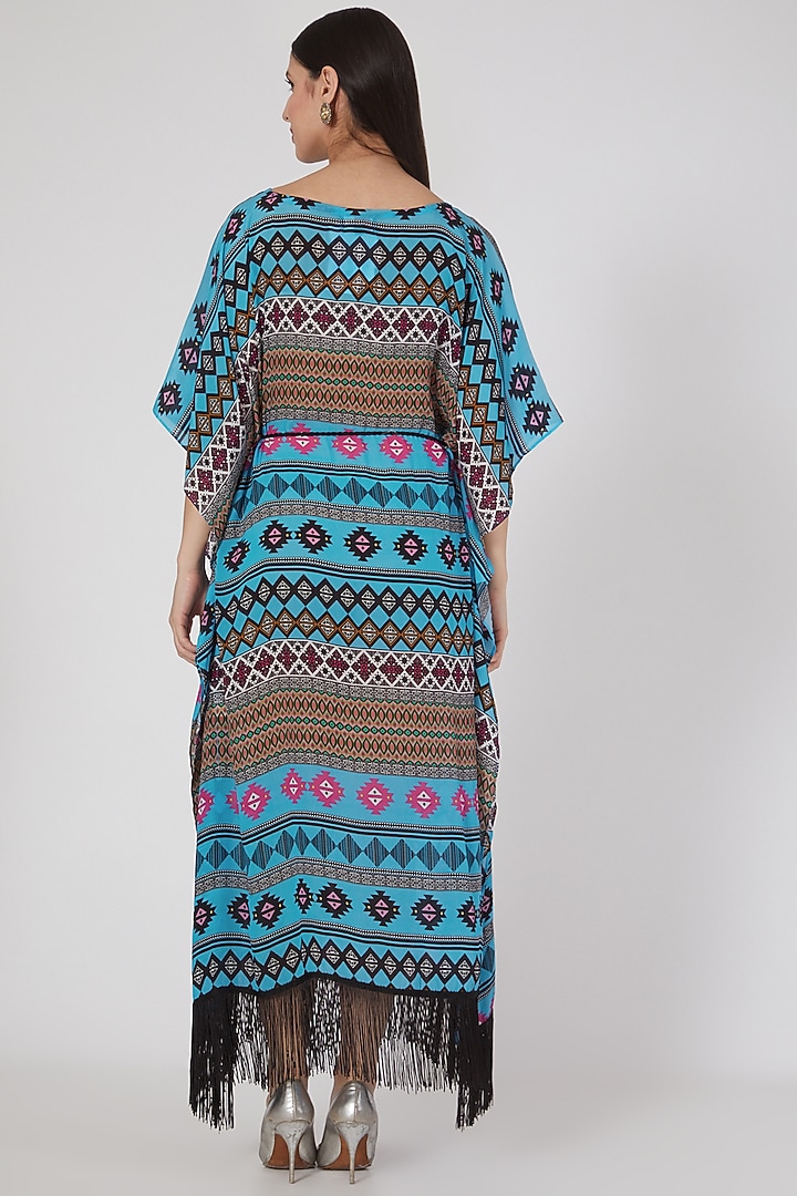 Blue Printed Poncho Dress by First Resort by Ramola Bachchan at Pernia's Pop Up Shop