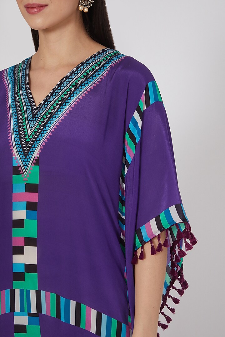 Purple Printed Kaftan by First Resort by Ramola Bachchan at Pernia's Pop Up Shop
