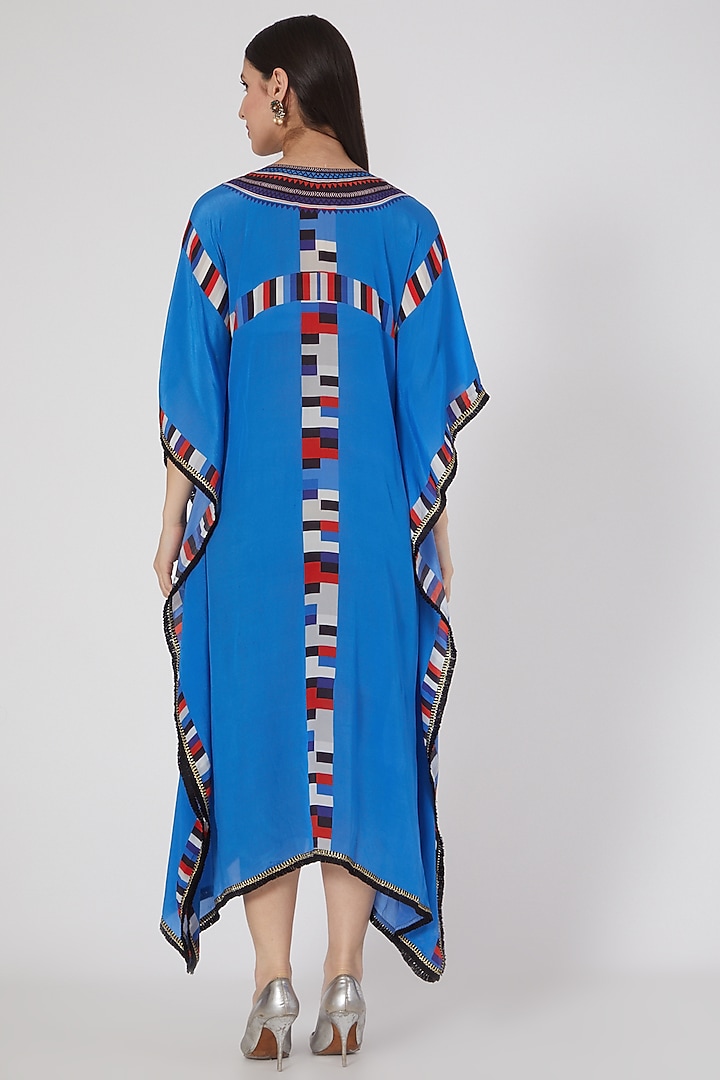 Royal Blue Printed Kaftan by First Resort by Ramola Bachchan at Pernia's Pop Up Shop