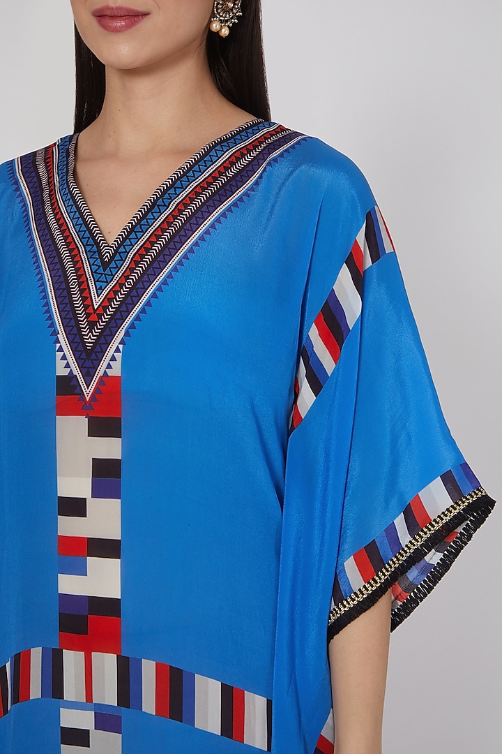 Royal Blue Printed Kaftan by First Resort by Ramola Bachchan at Pernia's Pop Up Shop