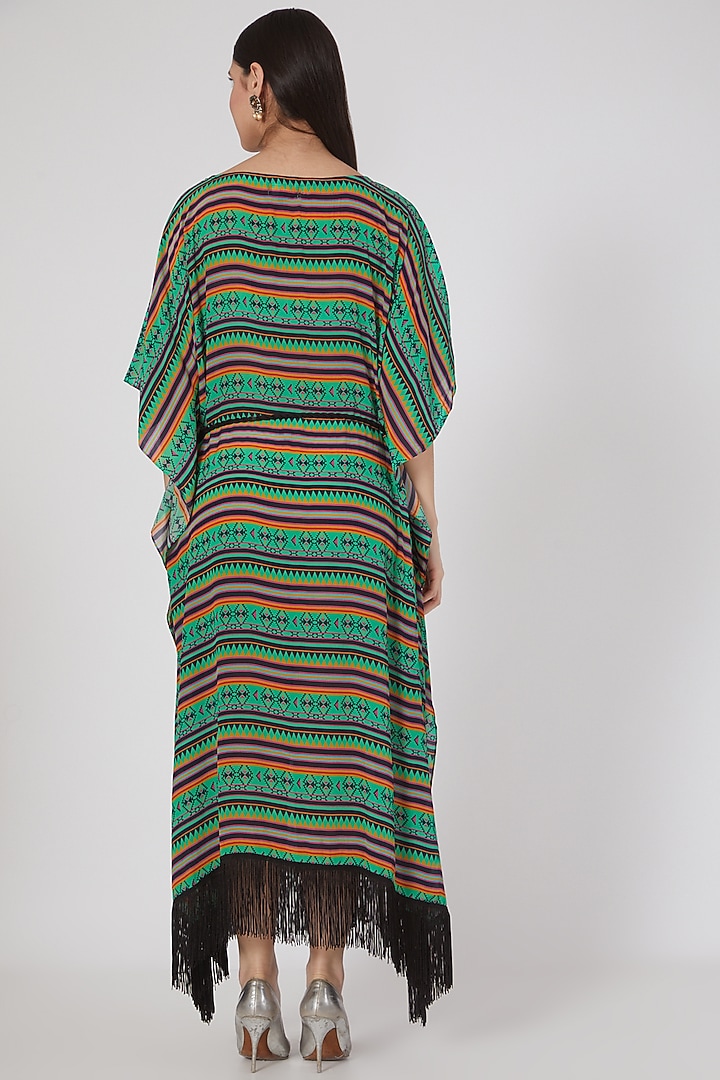 Green & Yellow Printed Poncho Dress by First Resort by Ramola Bachchan at Pernia's Pop Up Shop
