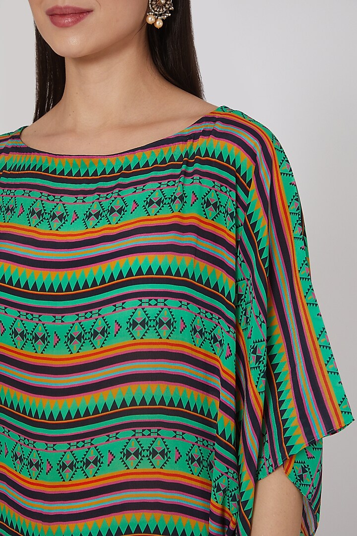 Green & Yellow Printed Poncho Dress by First Resort by Ramola Bachchan at Pernia's Pop Up Shop