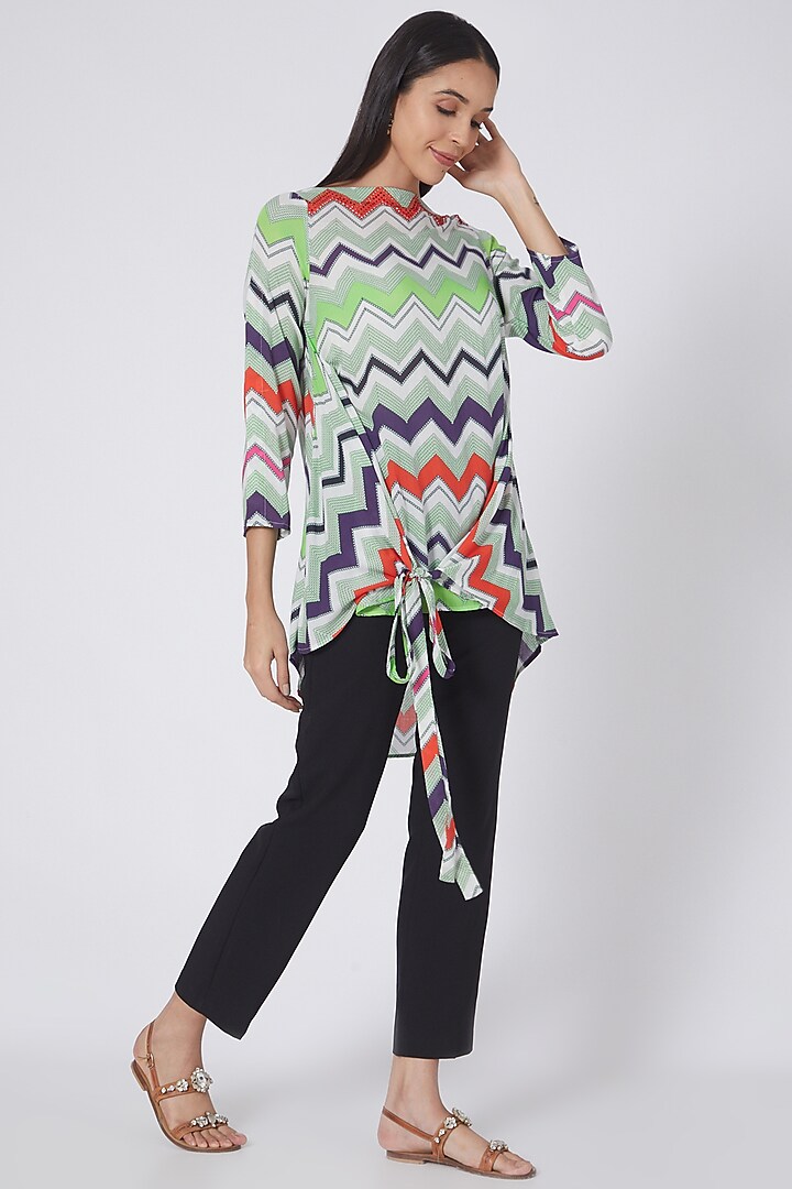 Orange & Green Printed Kaftan Top by First Resort by Ramola Bachchan at Pernia's Pop Up Shop