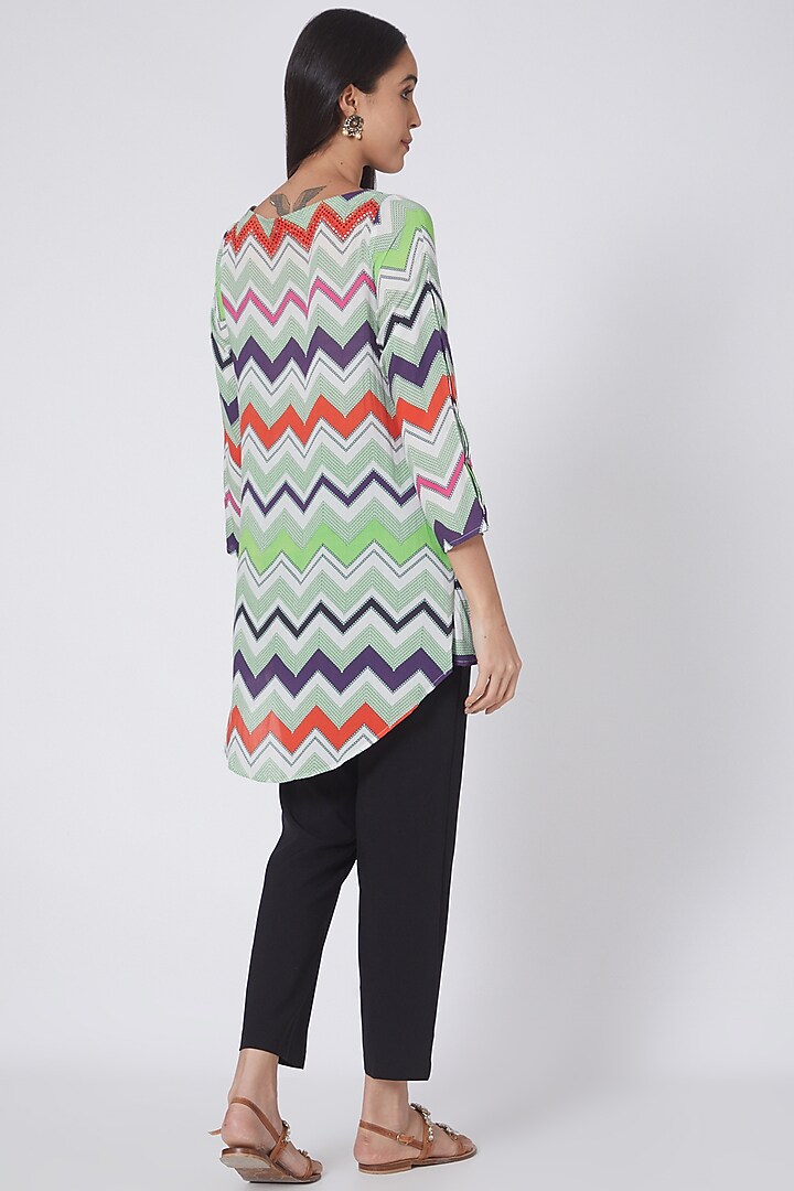 Orange & Green Printed Kaftan Top by First Resort by Ramola Bachchan at Pernia's Pop Up Shop