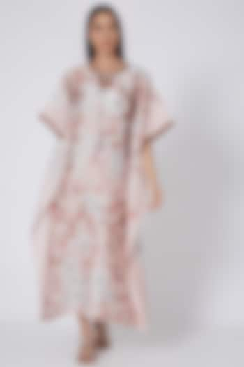 Blush Pink & White Printed Kaftan by First Resort by Ramola Bachchan at Pernia's Pop Up Shop