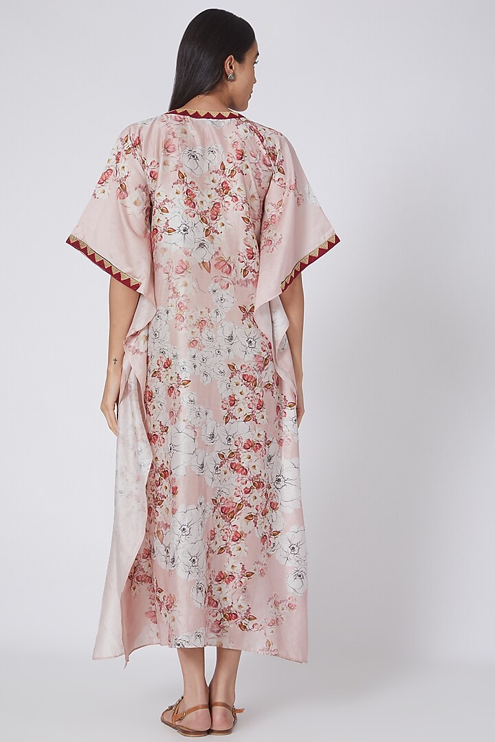 Blush Pink & White Printed Kaftan by First Resort by Ramola Bachchan at Pernia's Pop Up Shop