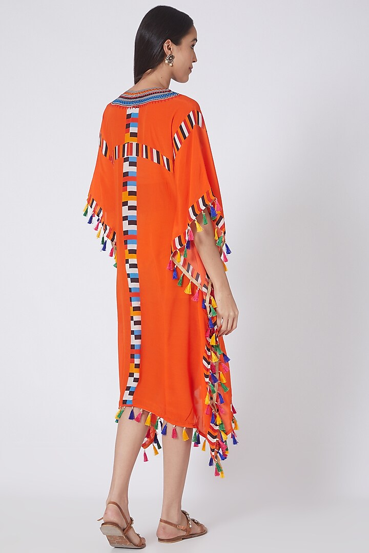 Orange Geometric Printed Kaftan by First Resort by Ramola Bachchan at Pernia's Pop Up Shop