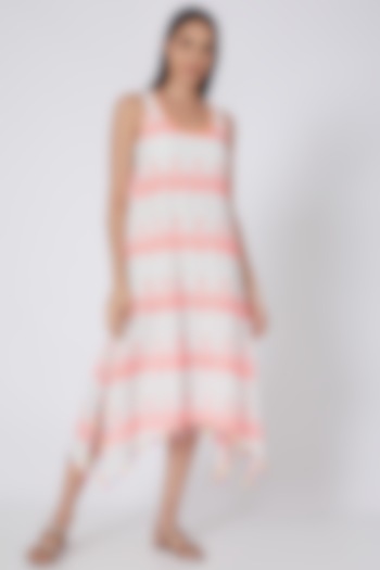 White & Neon Orange A-line Sundress by First Resort by Ramola Bachchan at Pernia's Pop Up Shop