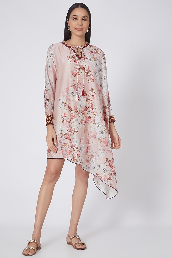 White & Pink Printed Summer Dress by First Resort by Ramola Bachchan at Pernia's Pop Up Shop