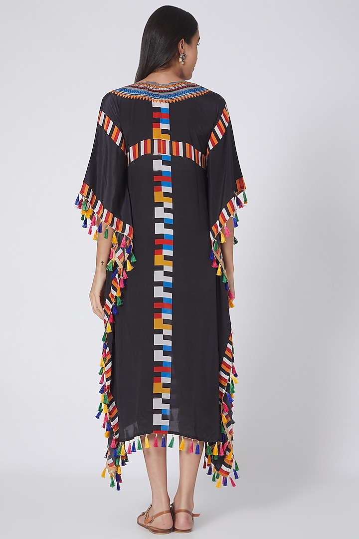Black Geometric Printed Kaftan by First Resort by Ramola Bachchan at Pernia's Pop Up Shop