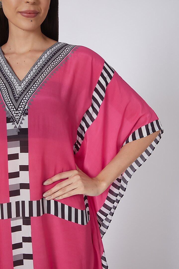 Pink Printed Kaftan by First Resort by Ramola Bachchan at Pernia's Pop Up Shop