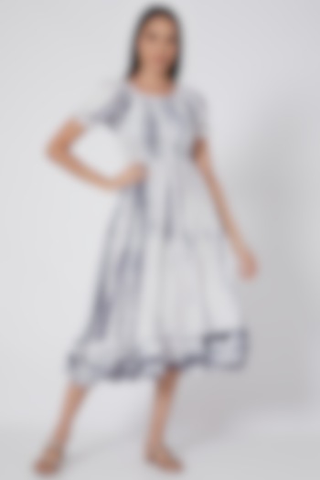 White & Indigo Printed Long Summer Dress by First Resort by Ramola Bachchan at Pernia's Pop Up Shop