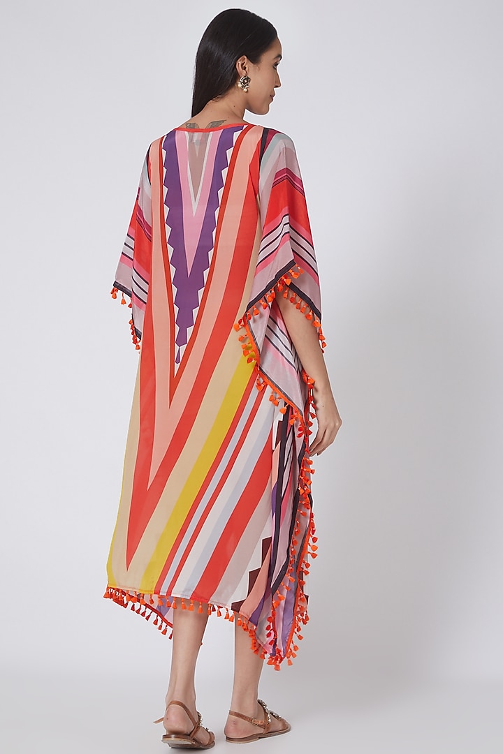 Candy Red Striped Kaftan by First Resort by Ramola Bachchan at Pernia's Pop Up Shop