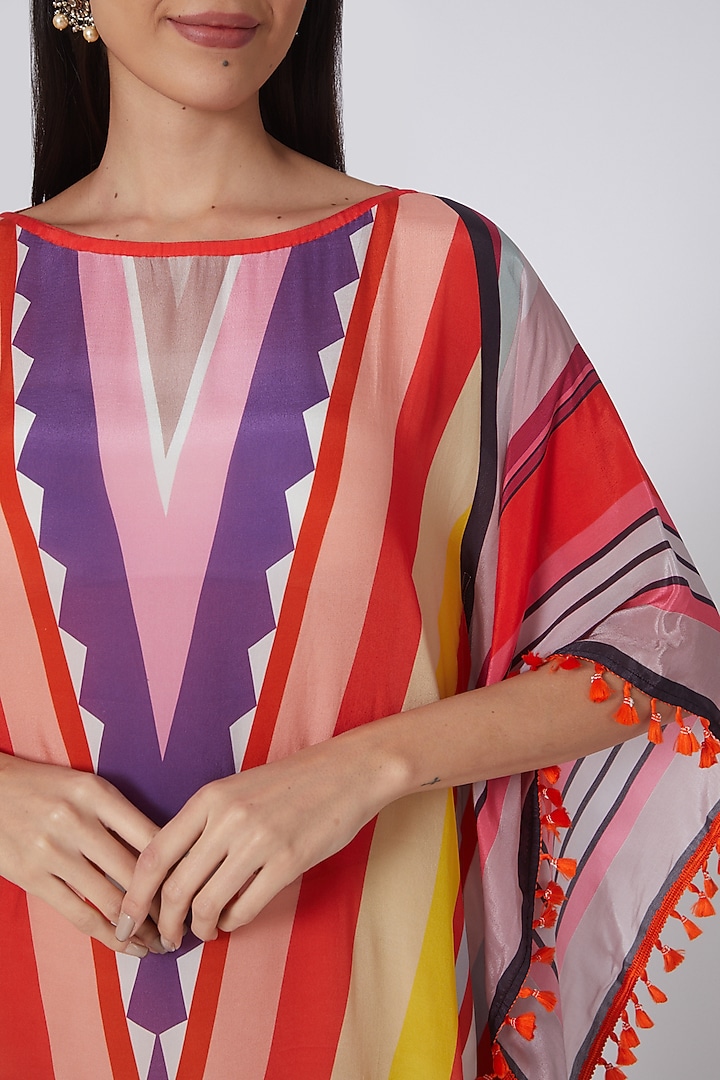 Candy Red Striped Kaftan by First Resort by Ramola Bachchan at Pernia's Pop Up Shop