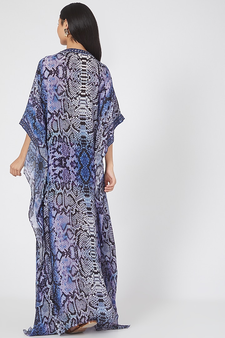 Cobalt Blue & White Printed Kaftan by First Resort by Ramola Bachchan at Pernia's Pop Up Shop