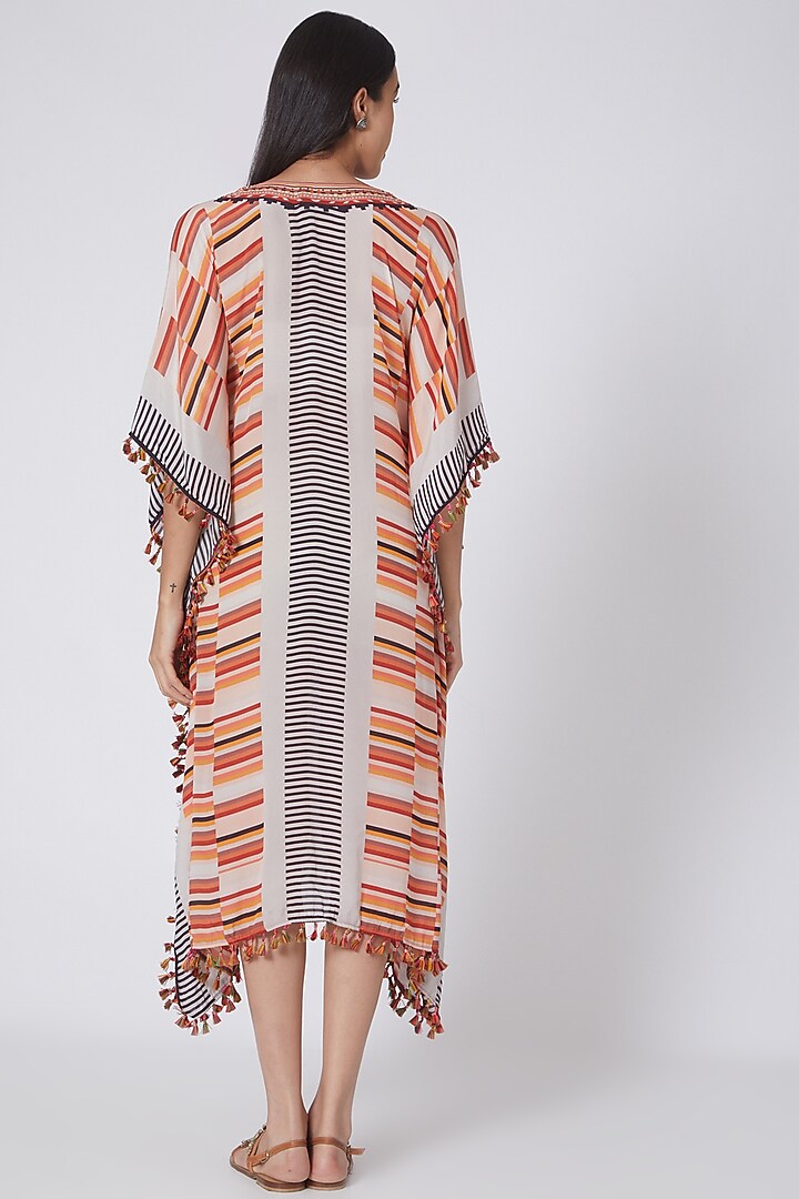 Orange Striped Kaftan by First Resort by Ramola Bachchan at Pernia's Pop Up Shop