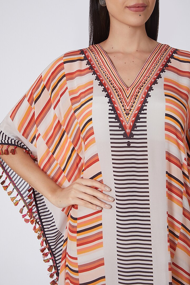 Orange Striped Kaftan by First Resort by Ramola Bachchan at Pernia's Pop Up Shop