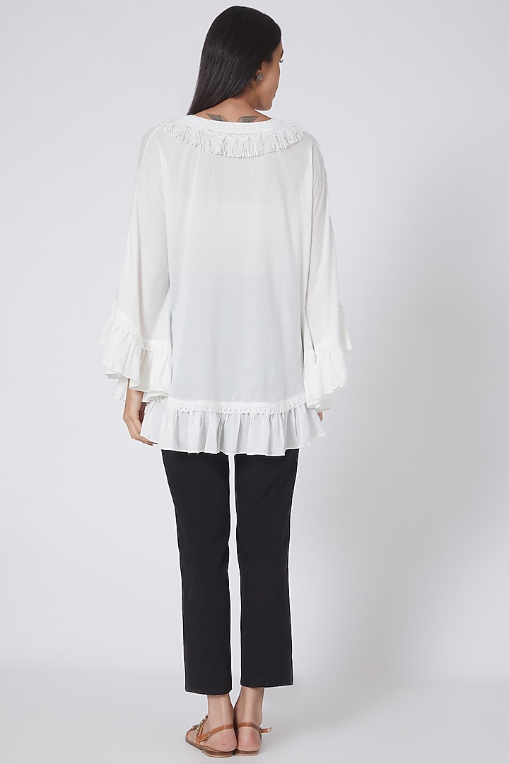 White Ruffled Short Summer Dress by First Resort by Ramola Bachchan at Pernia's Pop Up Shop