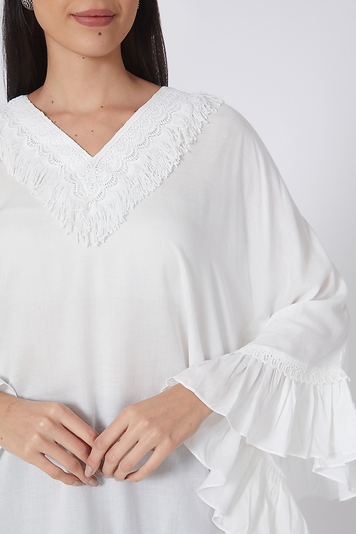 White Ruffled Short Summer Dress by First Resort by Ramola Bachchan at Pernia's Pop Up Shop
