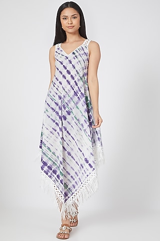 Purple & Emerald Green Tie-Dye Handkerchief Dress by First Resort by Ramola Bachchan