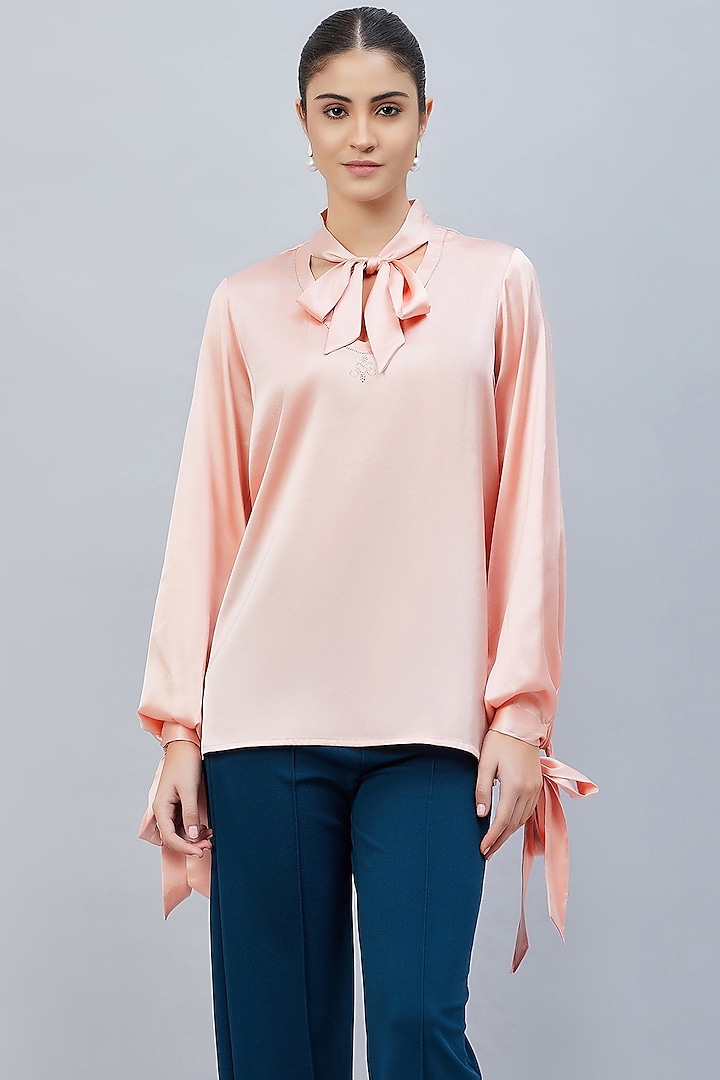 Pink Polyester Satin Embellished Top by First Resort by Ramola Bachchan