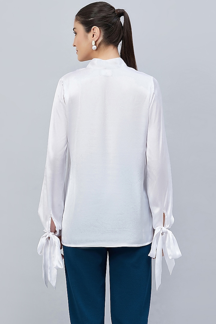 White Polyester Satin Embellished Top by First Resort by Ramola Bachchan at Pernia's Pop Up Shop