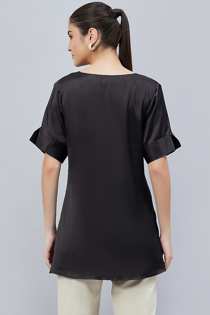 Black Polyester Satin Embellished Top by First Resort by Ramola Bachchan at Pernia's Pop Up Shop