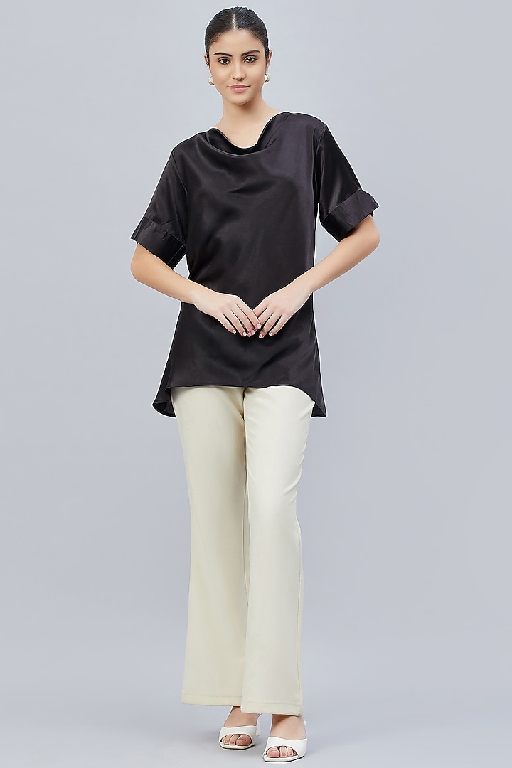 Black Polyester Satin Embellished Top by First Resort by Ramola Bachchan at Pernia's Pop Up Shop